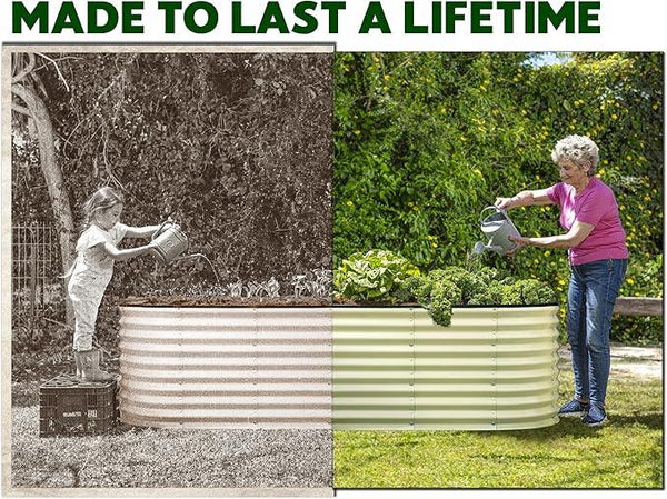 Galvanized Raised Garden Beds Outdoor // 4×2×2 ft Planter Raised Beds for Gardening, Vegetables, Flowers // Large Metal Garden Box (White) // Patented Tool-Free Design