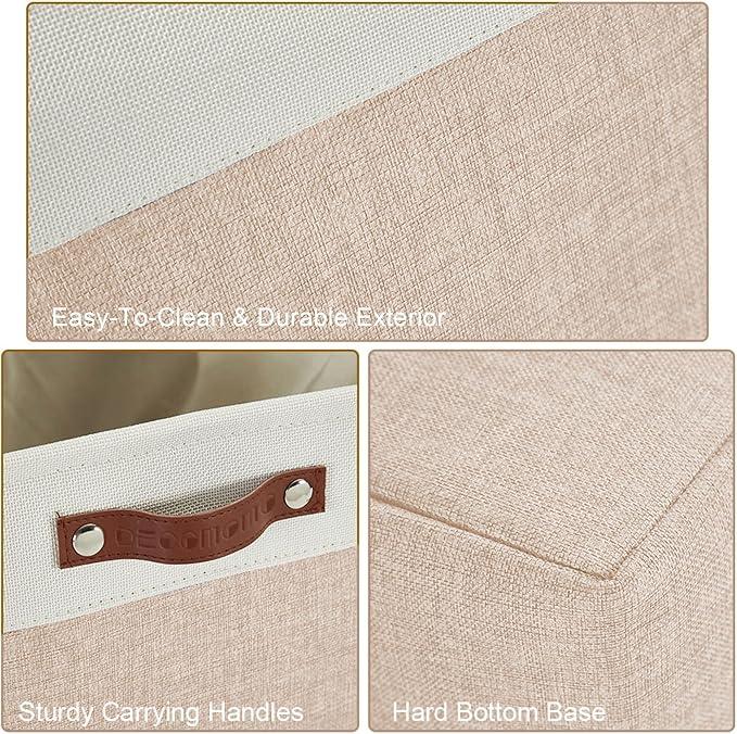DECOMOMO Storage Bins Fabric Storage Baskets for Shelves, Linen Closet Organization Toys Nursery (Mixed Neutral, Large - 3 Pack)