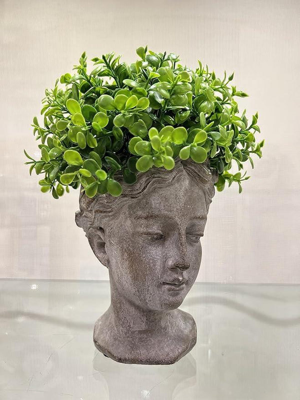 Abbott Collection Aphrodite Head Planter – Small Indoor and Outdoor Planter Pots - Whimsical Woman Statue Head Planter for Flowers and Succulents (6.5 inch, Grey/Gold)