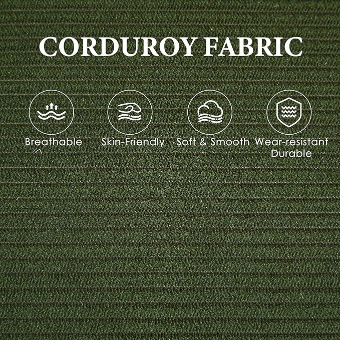 URRED Modular Sectional Sofa Comfy Cloud Couch, Modern Corduroy Sofa Sleeper Deep Seat Couches with Ottoman/Pillows for Living Room (Green, 82.6''- L Shape)