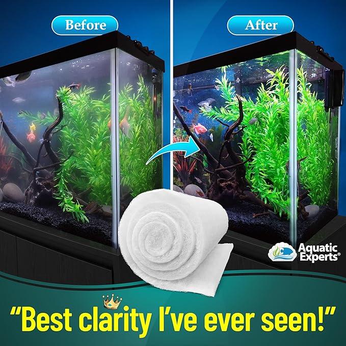 Aquatic Experts Aquarium Filter Floss for Fish Tank Filters - FilterFirst Aquarium Filter Pad - Media Roll for Crystal Clear Water, 3/4