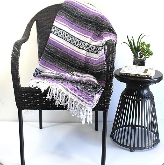 Del Mex Classic Mexican Blanket, Large Authentic Woven Falsa Throw (70