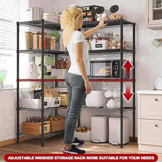 REIBII 5 Tier Wire Shelving Storage Shelves Loads 1430LBS, 58