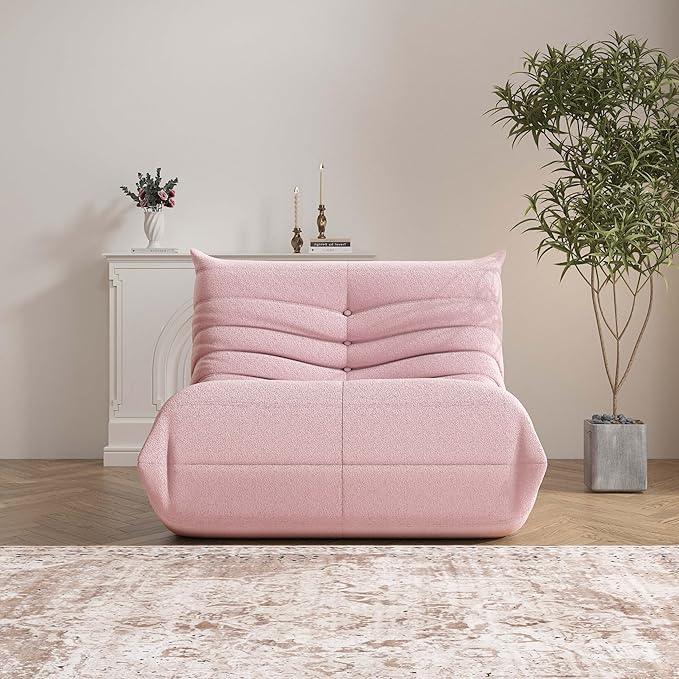 Bean Bag Chair, Fireside Chair Bean Bag Sofa Large Bean Bag Chair for Adults, Bean Bag Chairs for Teens with High Density Comfortable Foam, Memory Foam Bean Bag for Living Room, Bedroom (Pink)