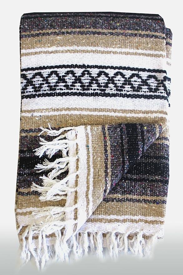 Del Mex Classic Mexican Blanket, Large Authentic Woven Falsa Throw (70