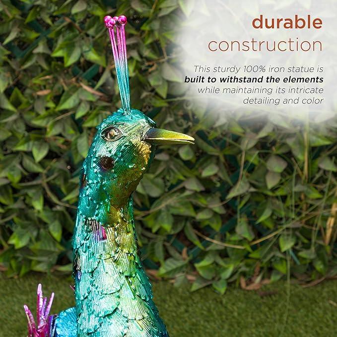 Alpine Corporation HEH376 Jumbo Sized Iron Majestic Peacock Decor, Elegant Garden & Patio Bird Statue, 55