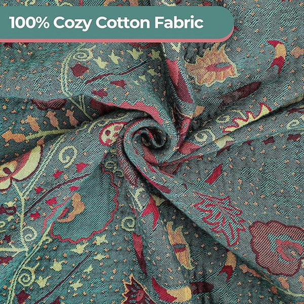 Boho Fall Throw Blanket for Bed，100% Ultra Cotton Soft Breathable Bed Throw Floral Printed Farmhouse Decor Rustic Bed Throws for Couch Sofa Quilt 90