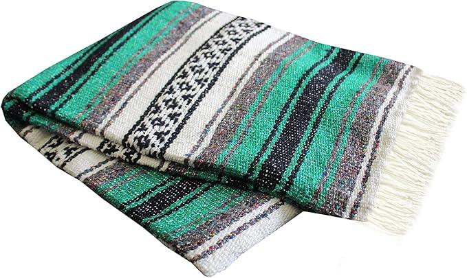 Del Mex Classic Mexican Blanket, Large Authentic Woven Falsa Throw (70