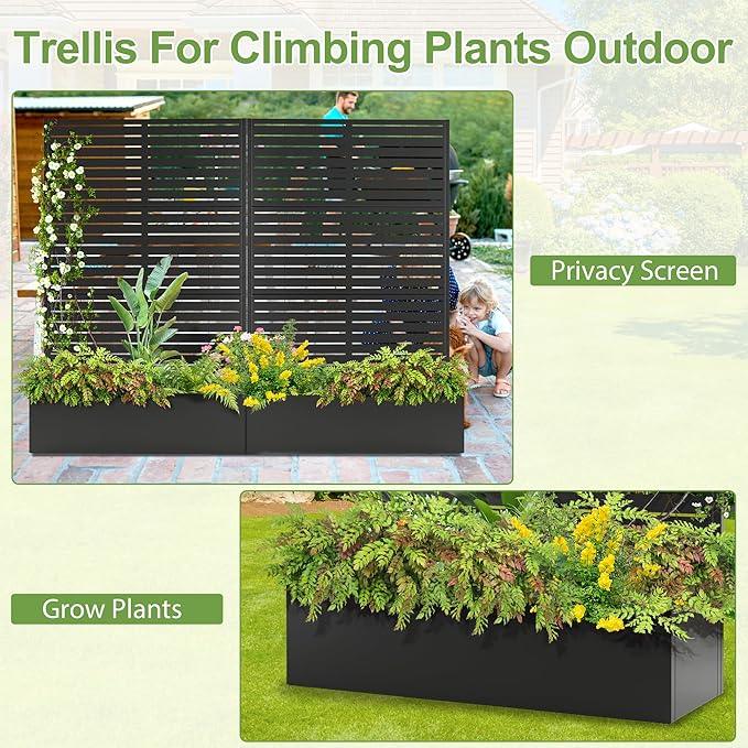 Trellis for Climbing Plants Outdoor，Mental Garden Bed with Drainage Holes Outdoor Privacy Screen Design Tall planters for herb Flower Vegetables 73