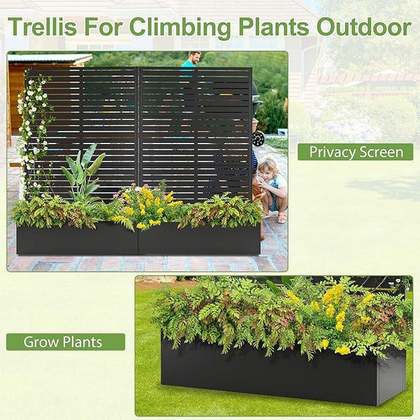 Trellis for Climbing Plants Outdoor，Mental Garden Bed with Drainage Holes Outdoor Privacy Screen Design Tall planters for herb Flower Vegetables 73