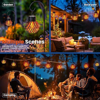 GIGALUMI Solar Lights Outdoor Waterproof,4 Pack Solar Hanging Lights with Flickering Flame,Outdoor Solar Lights for Yard,Patio,Tree,Camping,Christmas Decoration,New Upgraded Larger Lanterns