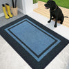 PURRUGS Dirt Trapping Door Mat 24" x 36", Non-Slip/Skid Machine Washable Entryway Rug, Shoes Scraper, Area Rug, Super Absorbent Welcome Mat for Muddy Wet Shoes and Paws, Light Blue & Navy