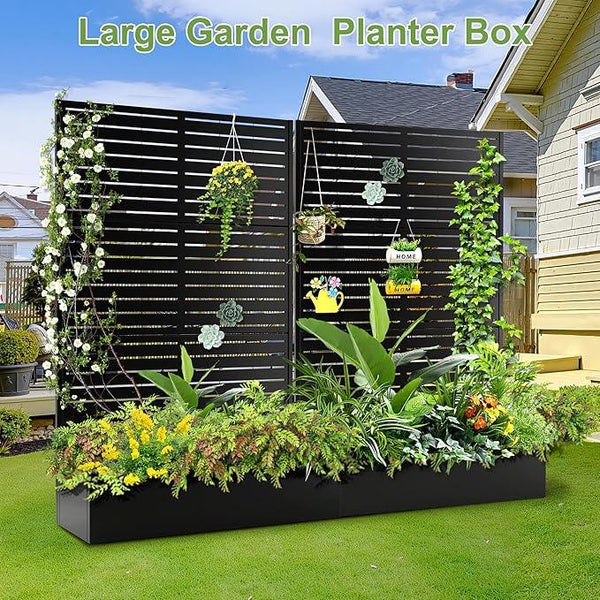 Trellis for Climbing Plants Outdoor，Mental Garden Bed with Drainage Holes Outdoor Privacy Screen Design Tall planters for herb Flower Vegetables 73