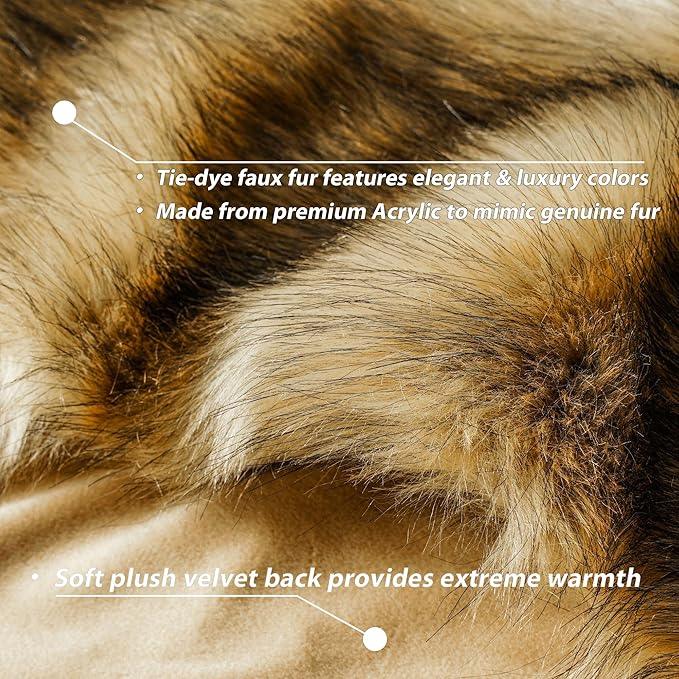 BATTILO HOME Luxury Golden Faux Fur Blanket, 60