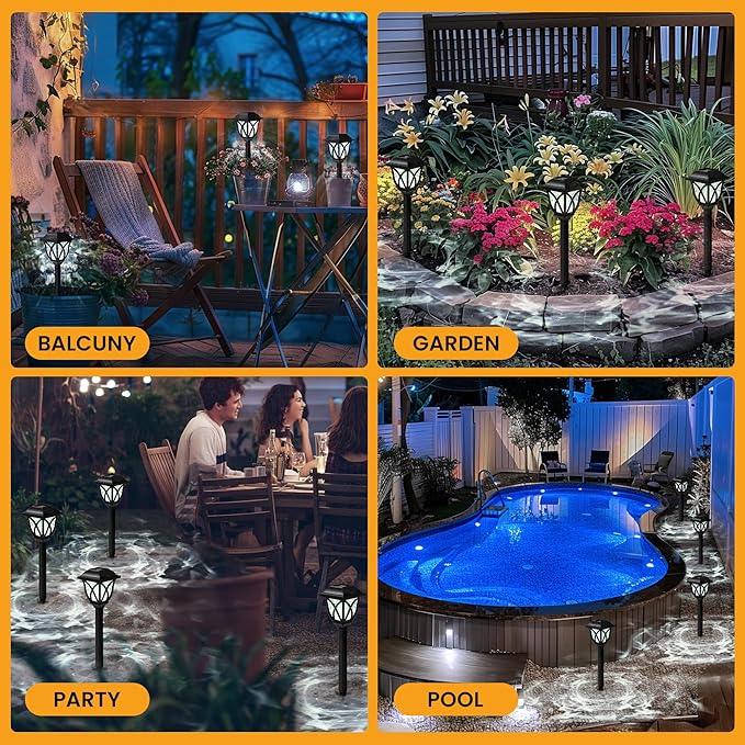 GIGALUMI Solar Lights Outdoor Waterproof, 6 Pack LED Solar Garden Lights, Solar Lights for Outside, Garden Decor for Yard, Patio, Landscape, Planter, Walkway (Cold White)