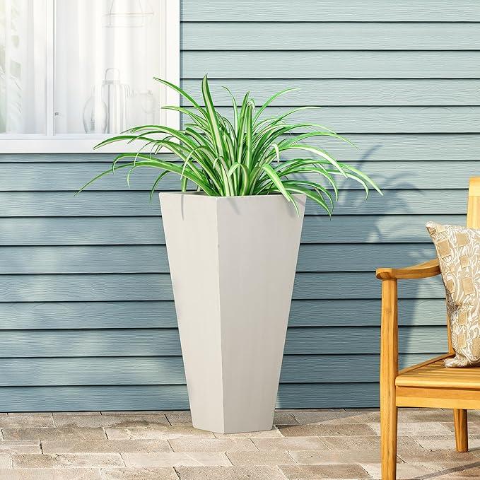 Christopher Knight Home Jorine Tapered Planter, Cast Stone Plant Pot, Lightweight Concrete Urban Planter, Standing Urn, Patio Garden Pot for Entryway Poolside, No Assembly Needed, 13