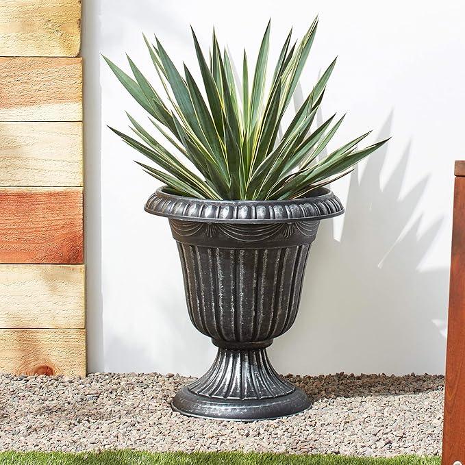 PL10SL Classic Traditional Plastic Urn Planter Indoor/Outdoor, 15