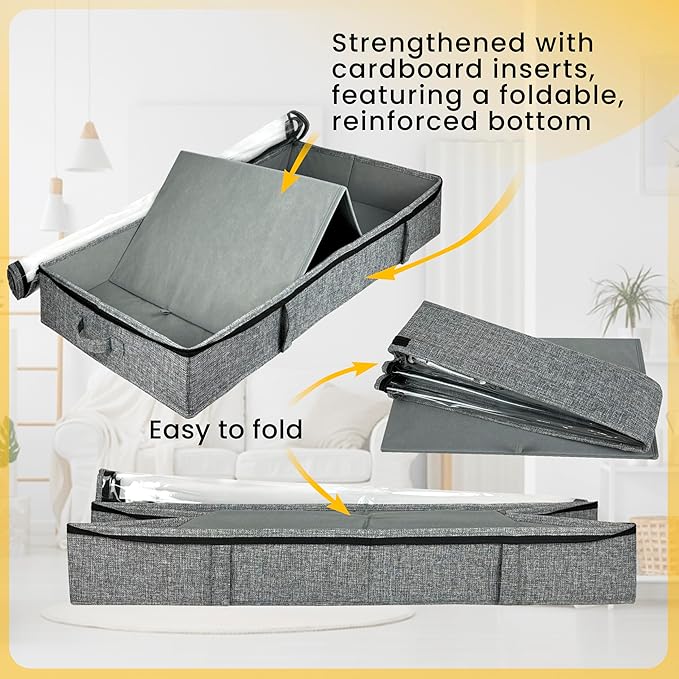 Gray Low Profile Under Bed Storage Containers 5 inches high, 33.8
