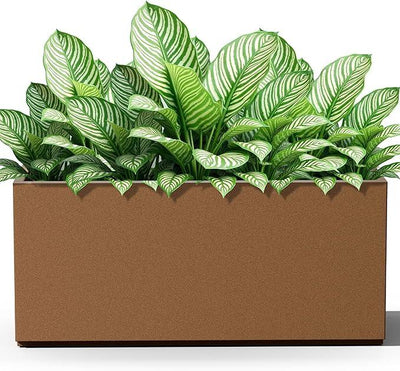 FENCY Large Metal Planter, Large Rectangular Planters for Outdoor Plants, Tall Outdoor Planters for Porch Patio, 38