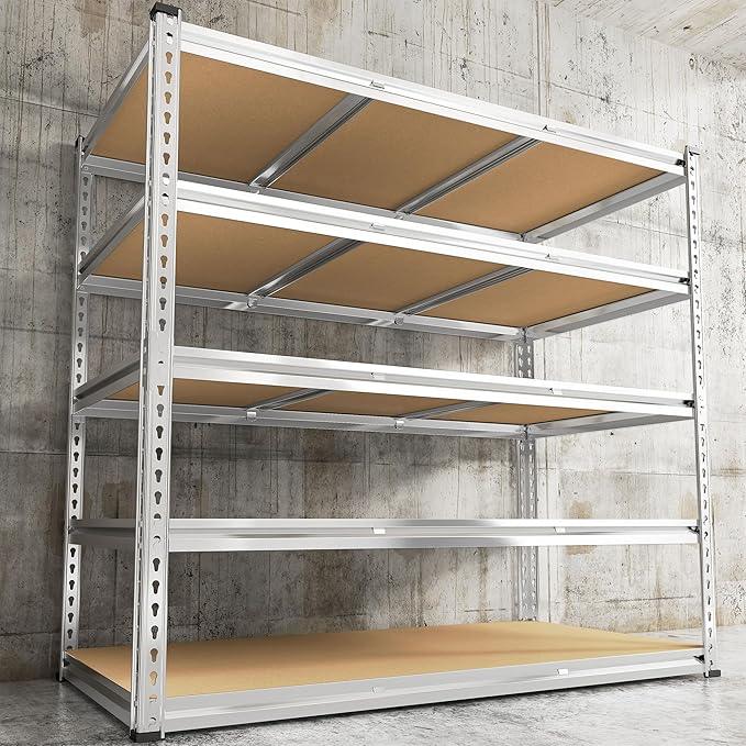 REIBII Garage Shelving, 5 Tier Storage Shelves Load 3020LBS, Adjustable Garage Shelving Heavy Duty, Metal Shelves Unit for Basement, Warehouse, 48