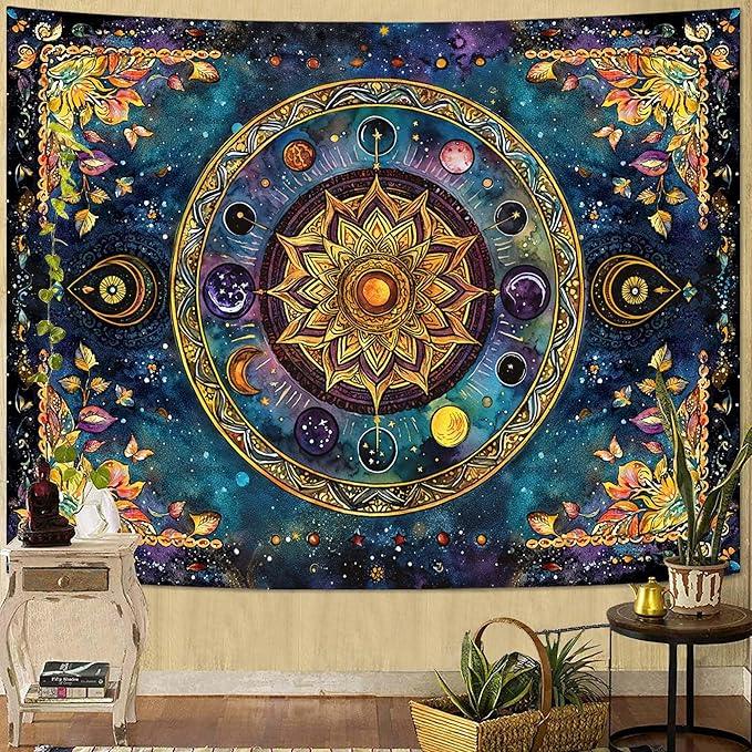 Lunerfex Mandala Solar System Tapestry Boho Tapestry for Bedroom Galaxy Tapestries Wall Hanging Living Room Wall Art and Home Decor 44x60