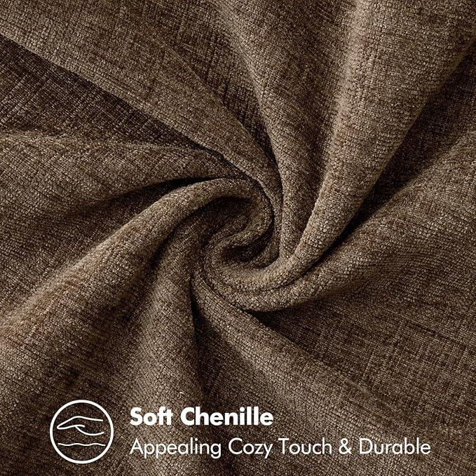 MIULEE Pack of 2 Couch Throw Pillow Covers 24x24 Inch Brown Farmhouse Decorative Pillow Covers with Stitched Edge Soft Chenille Solid Dyed Spring Pillow Covers for Sofa Bed Living Room