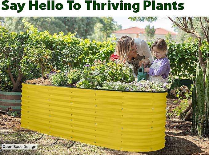 Galvanized Raised Garden Beds Outdoor // 6×2×2 ft Planter Raised Beds for Gardening, Vegetables, Flowers // Large Metal Garden Box (Yellow) // Patented Tool-Free Design