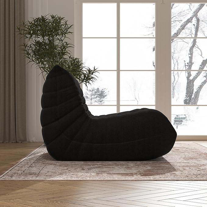 Bean Bag Chair, Memory Foam Bean Bag Sofa Large Bean Bag Chair for Adults, Bean Bag Chairs for Teens with High Density Comfortable Foam, Bean Bag for Living Room, Bedroom (Black)