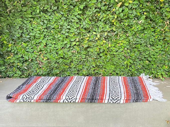 Del Mex Classic Mexican Blanket, Large Authentic Woven Falsa Throw (70