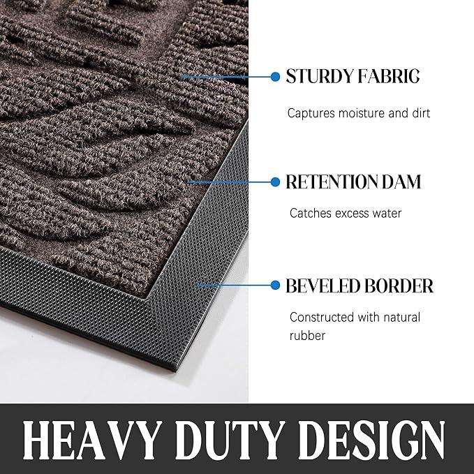Yimobra Door Mat Indoor Outdoor Entrance, Non Slip Welcome Front Doormats, Heavy Duty Rubber Backing, Stain and Fade Resistant, Low Profile, Easy Clean Patio Garage Floor Mats, 47 x 32, Brown