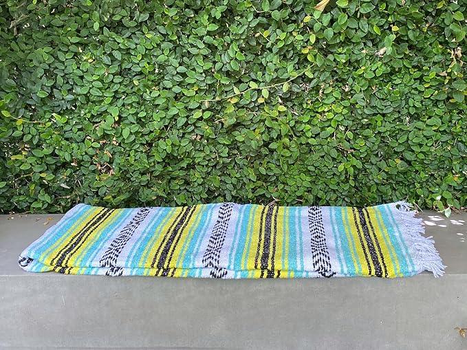 Del Mex Classic Mexican Blanket, Large Authentic Woven Falsa Throw (70