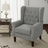 Accent Chair, Upholstered Armchair with Button Tufted High Back & Solid Wood Legs, Comfy Wingback Reading Single Sofa Chair for Small Spaces, Living Room, Bedroom (Light Grey, Set of 1)