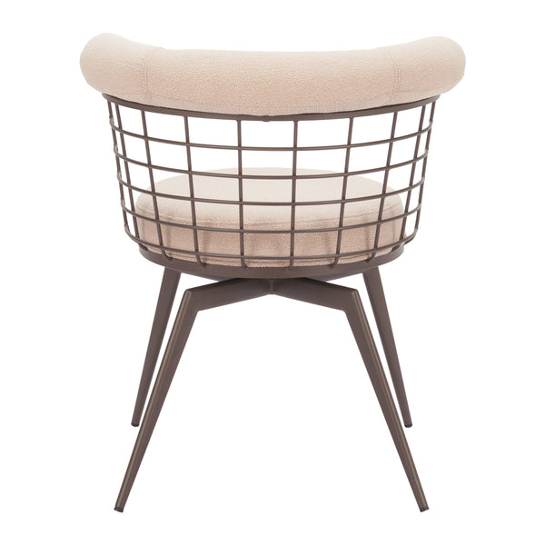 Saku Swivel Dining Chair Beige & Brown