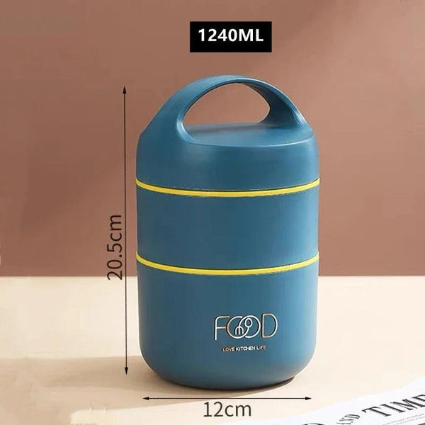 1240ML/1590ML Large Capacity Stainless Steel 304 Lunch Box Leak-Proof Multi layer Thermal Bento Box Adult Student Food Container