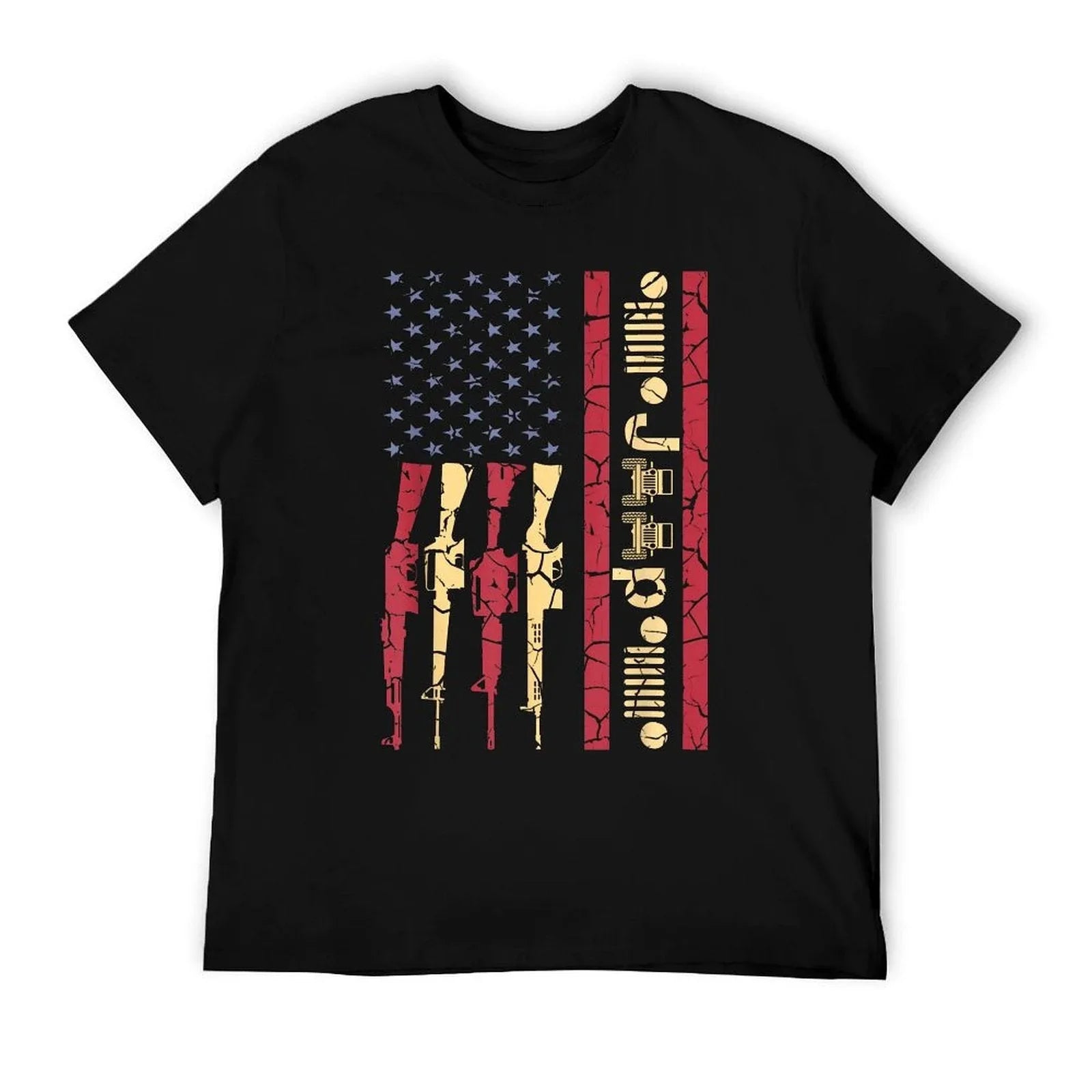 Offroad Driving 4x4 American USA Flag Distressed Gun Gift T-Shirt