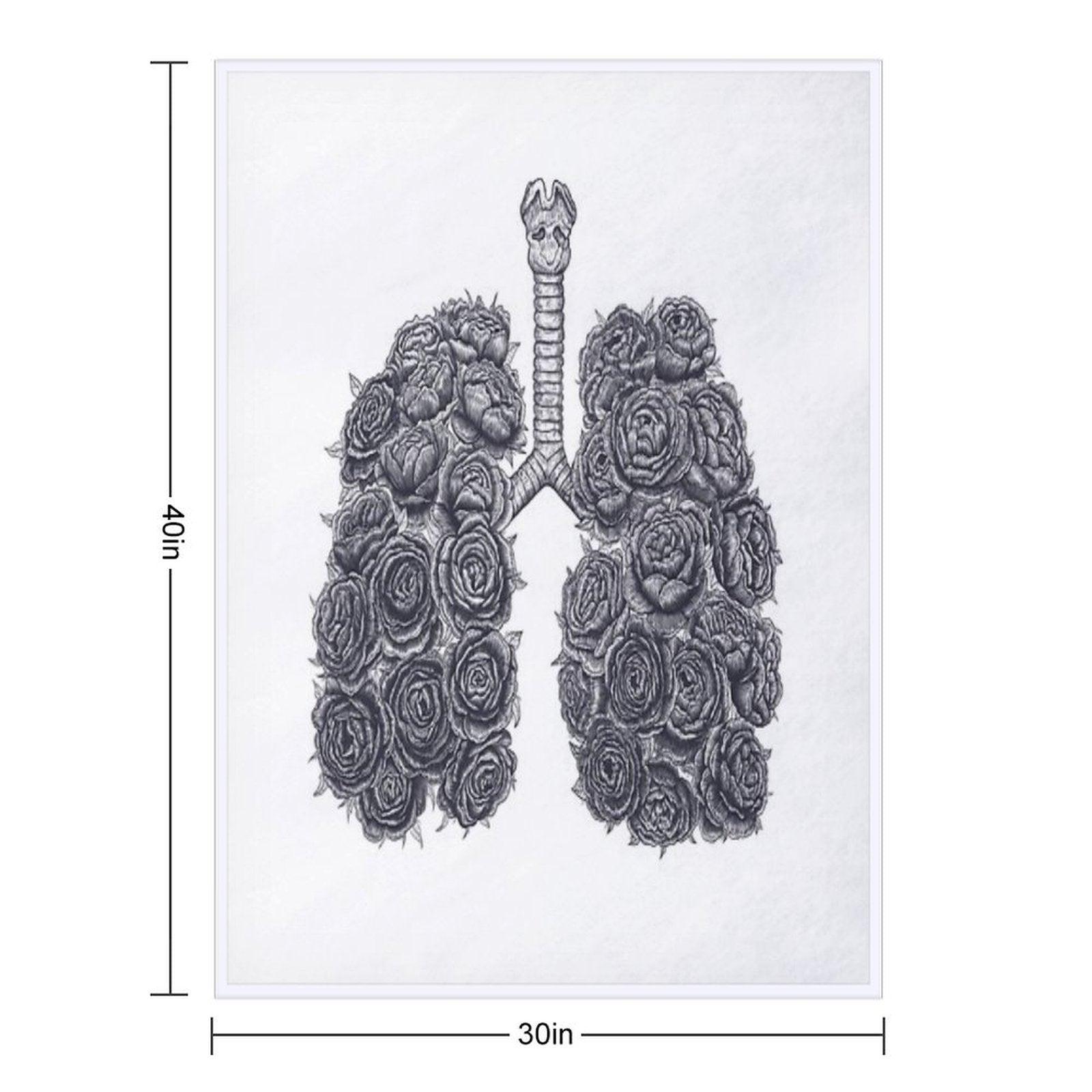 Lungs with Peonies Throw Blanket