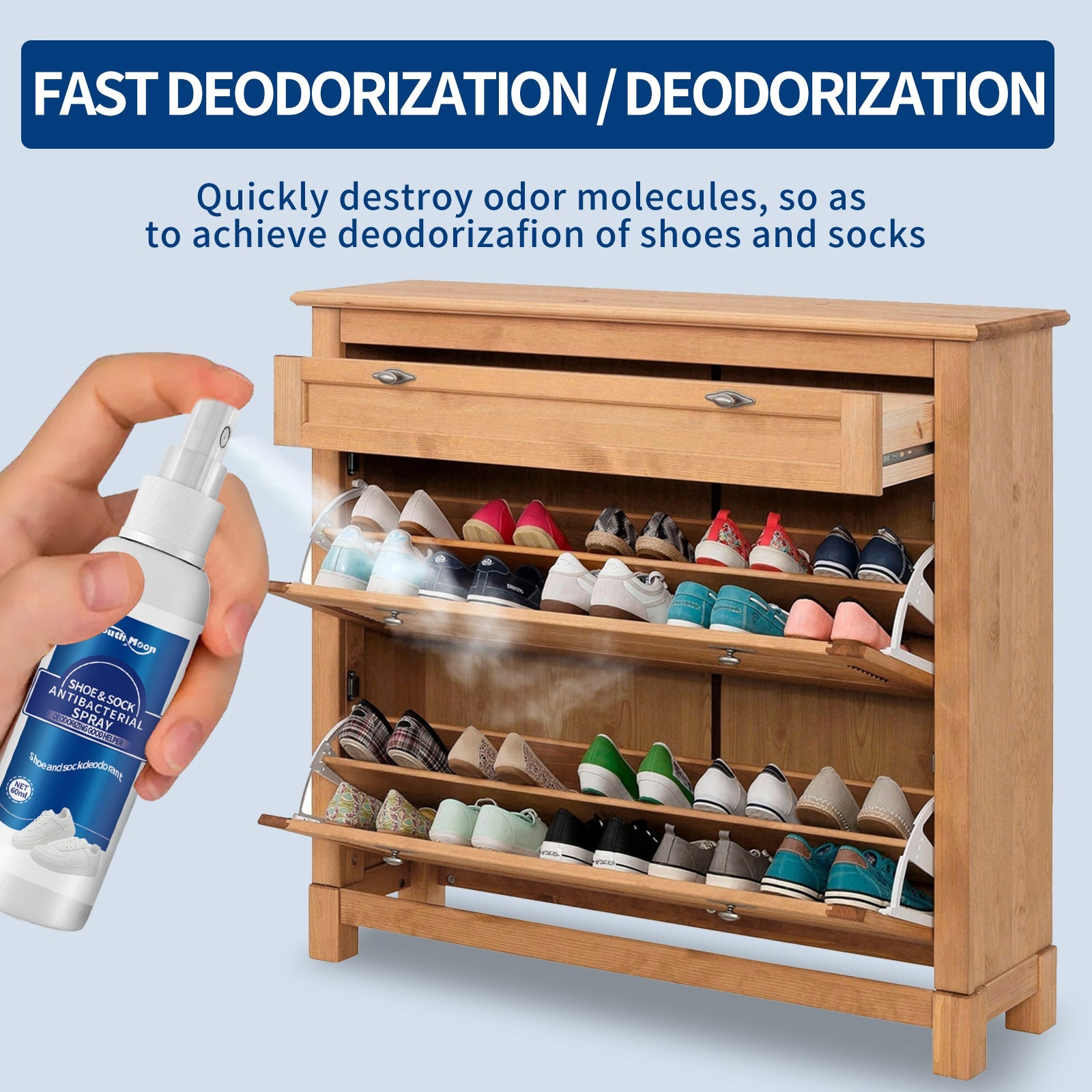 Shoe & Sock Antibacterial Spray, Shoes And Socks Clean Sweaty Feet To Odor Dry Shoe Cabinet Freshener
