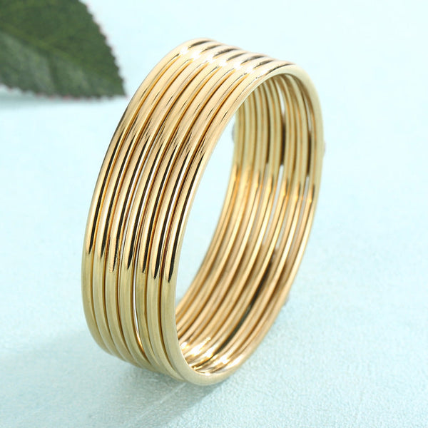 3mm smooth plain circular ring bracelet with multiple layers for wearing wristbands and accessories
