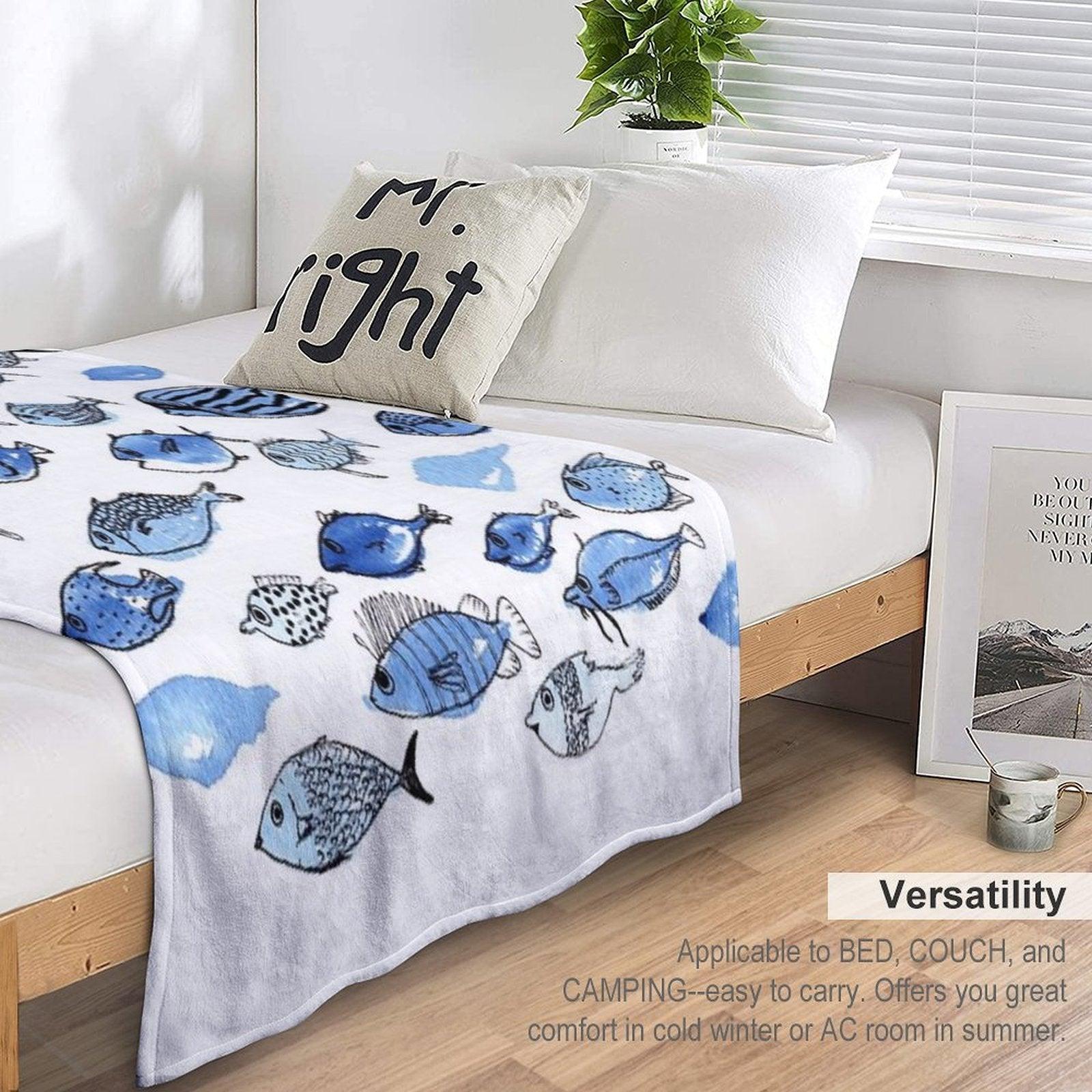 Blue Fishes Throw Blanket