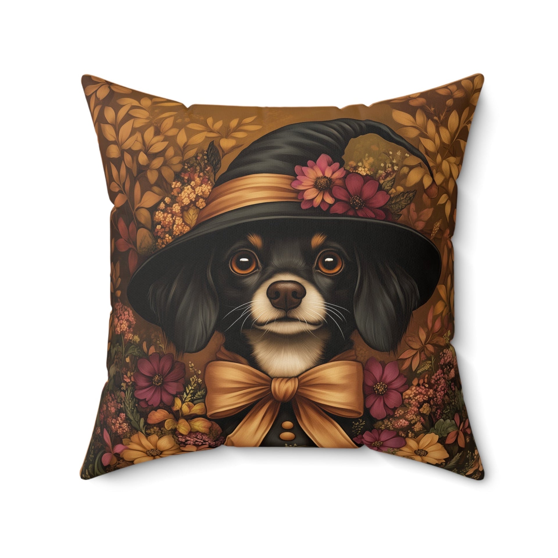 Microsuede Cushion / Halloween Art / Boho Dog