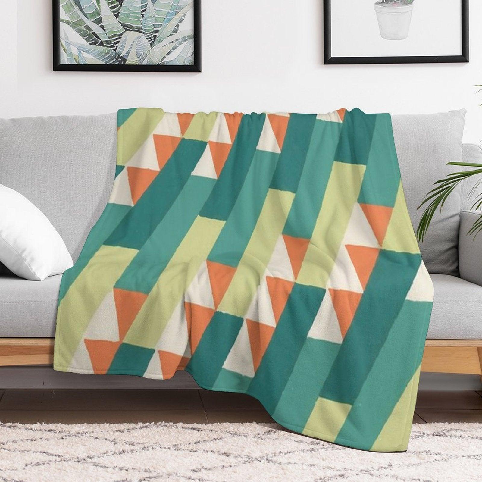 Diagonal Geometric Pattern – Vibrant Retro Style Throw Blanket