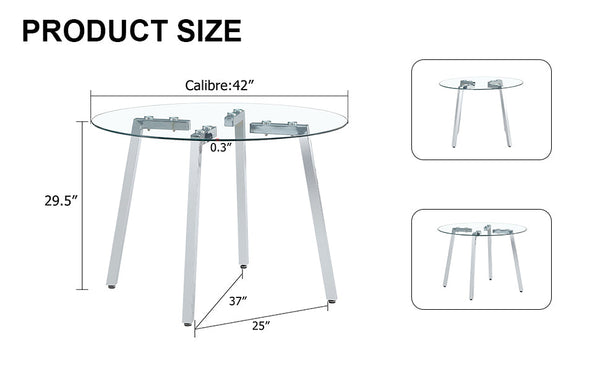Modern minimalist circular tempered glass table for kitchen, dining and living room