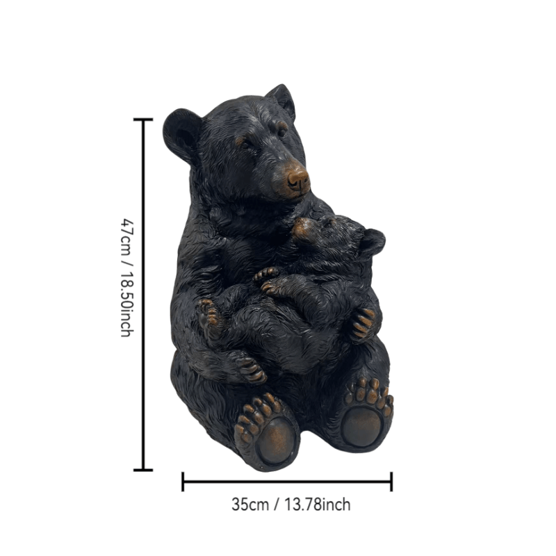 19'' Tall Mother Bear Hugging Cub Garden Statue