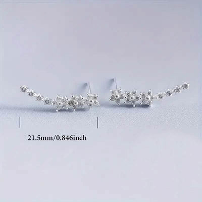 925 Silver Climber Earrings with Hypoallergenic Synthetic Cubic Zirconia