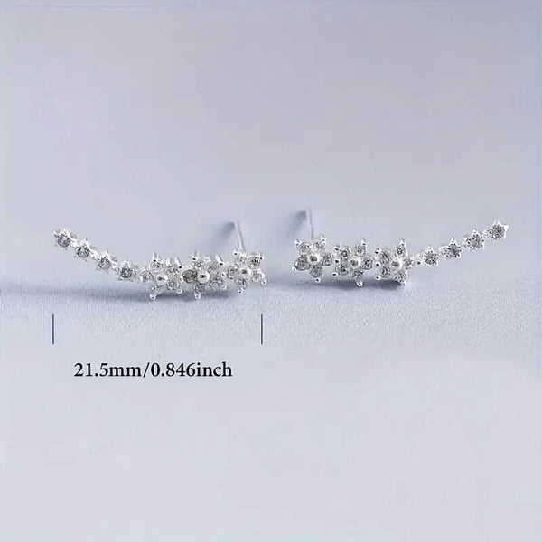925 Silver Climber Earrings with Hypoallergenic Synthetic Cubic Zirconia