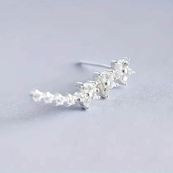 925 Silver Climber Earrings with Hypoallergenic Synthetic Cubic Zirconia