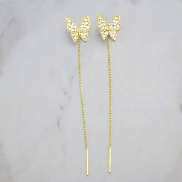 925 Silvery Post Yellow Alloy Butterfly Earrings