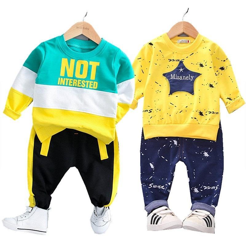 Baby Boys Costume Letter Tracksuit Tops Pants 2PCS Children Boy spring Outfits In Modern Sport Deisgn Made for Kids