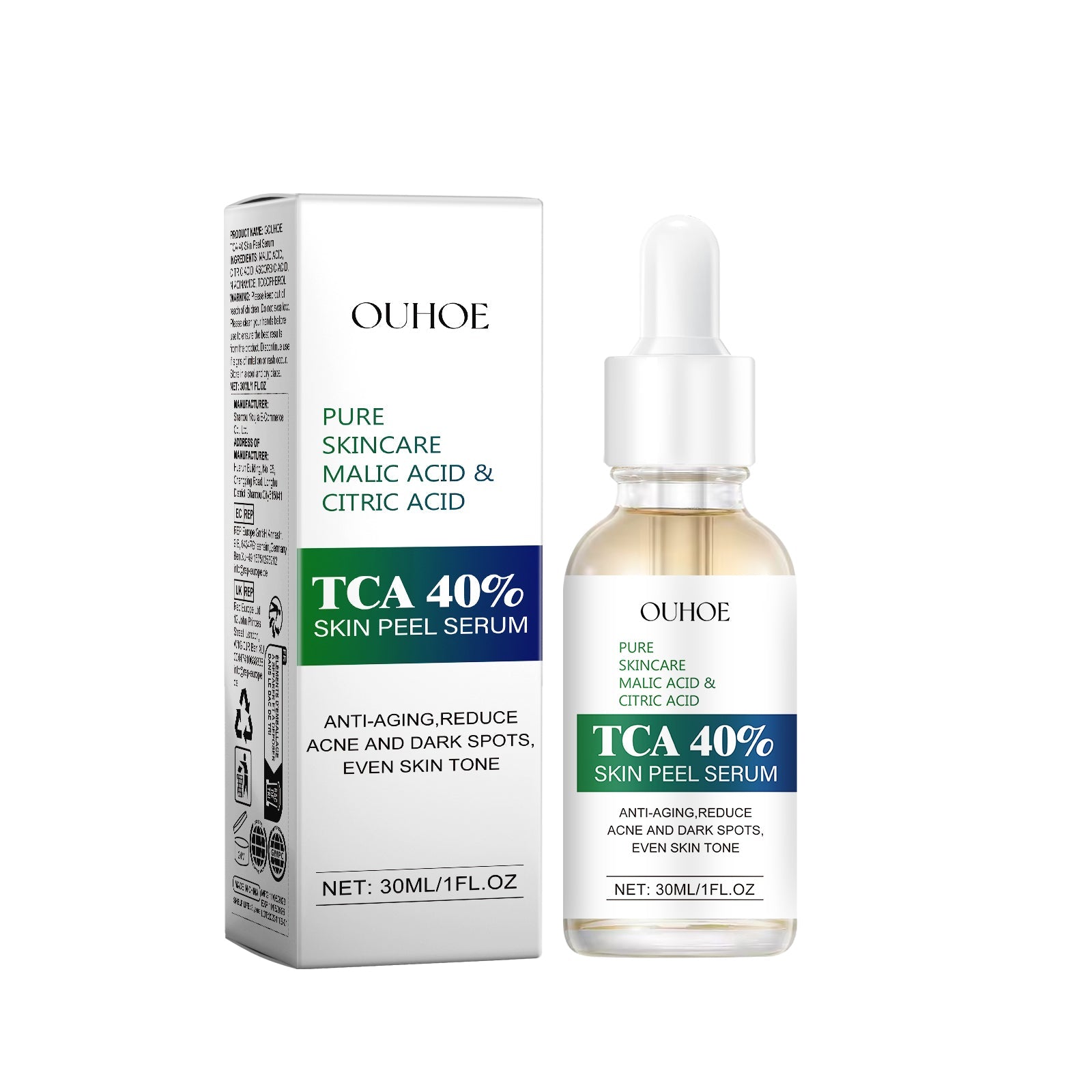 TCA 40% Skin Peel Serum, Firming Skin Contractive Pore Fade Out Fine Lines Wrinkles Moist Haun White Filling
