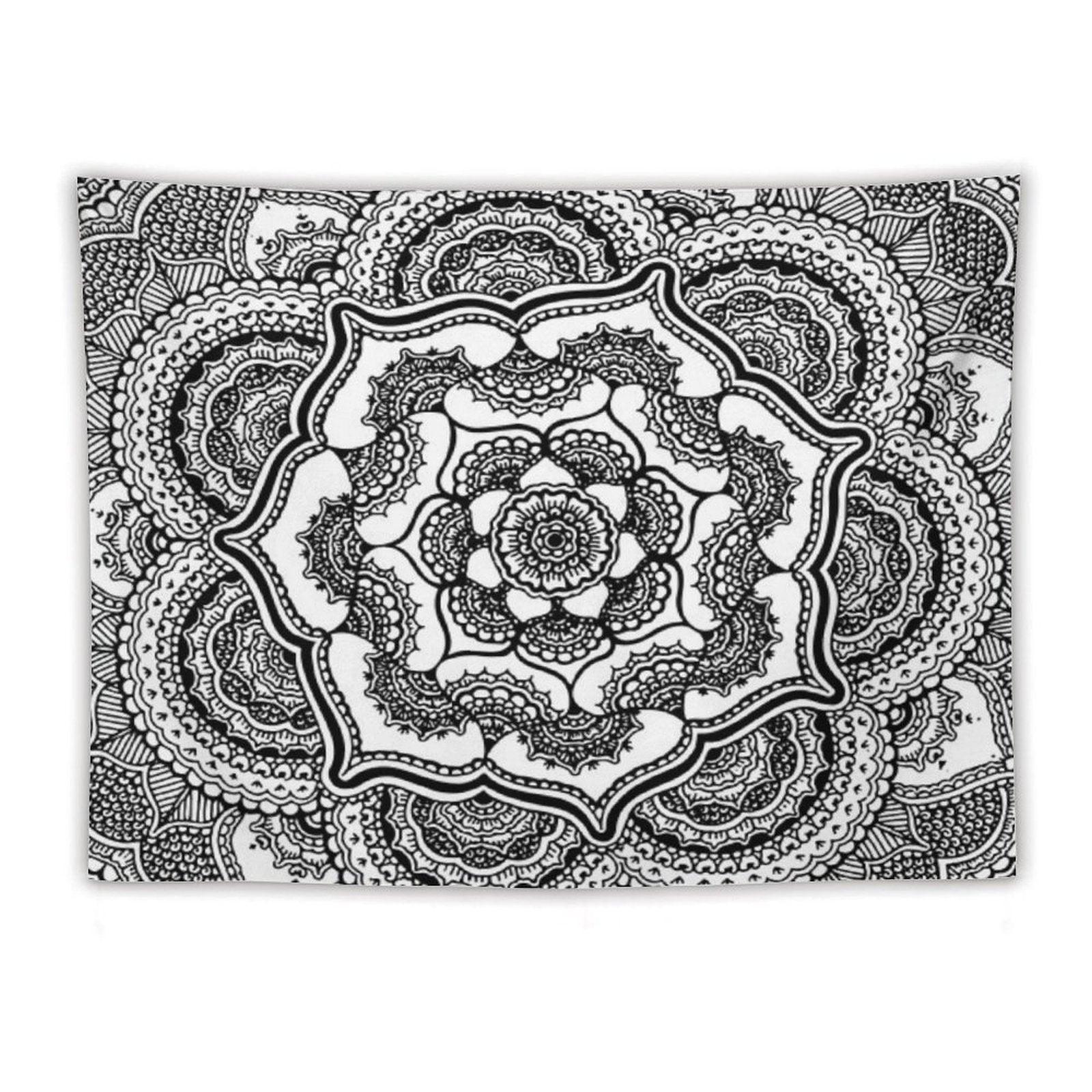 Spring Lotus  Abstract  Black And White Tapestry